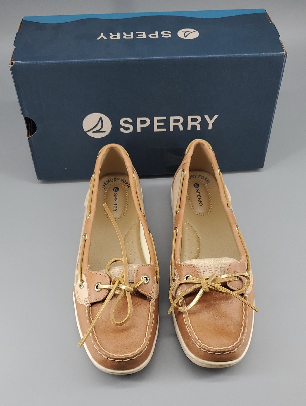 Sperry Women’s Tan & Cream Leather Boat Moccasins